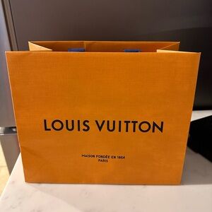 Louis Vuitton Orange Bag with Blue Handles